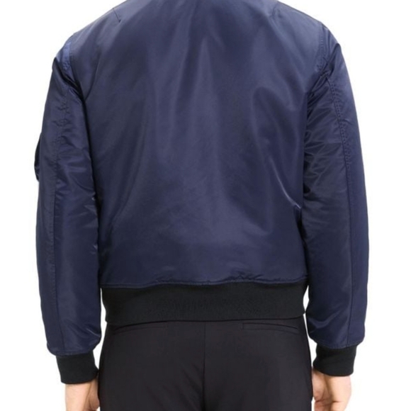 Theory Flight Slim-Fit Bomber Jacket navy blue sz LRG - Picture 2 of 7